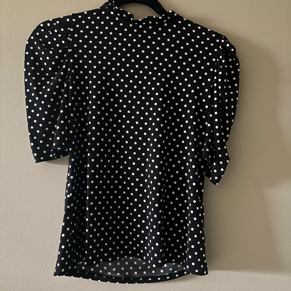 CeCe Black and White Polka Dot Blouse